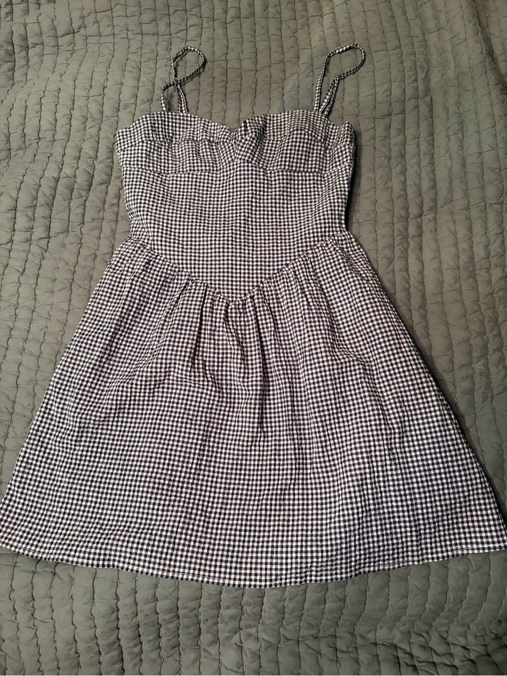 Skatie gingham navy and white mini dress